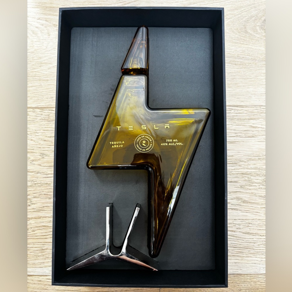 Tesla Amber Lightning Tequila Decanter Collectible